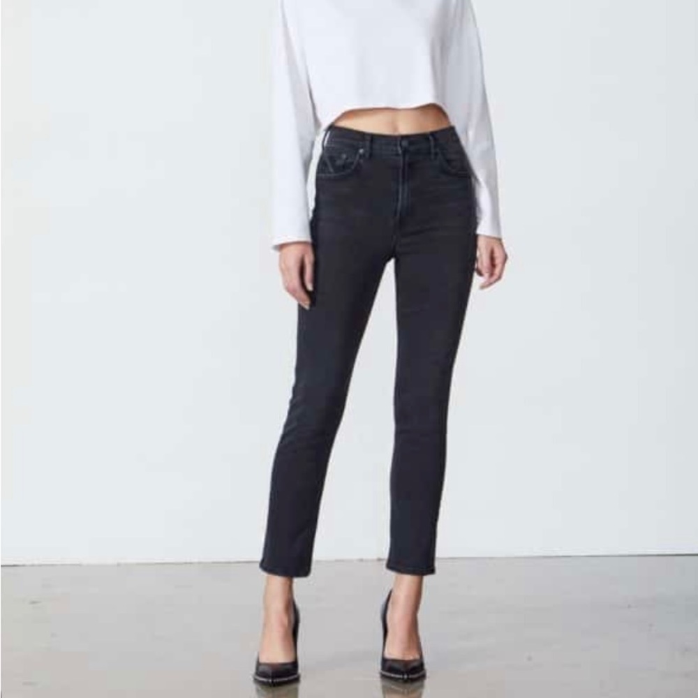 GRLFRND Reed High Waist Ankle Skinny Jeans in Black Rain